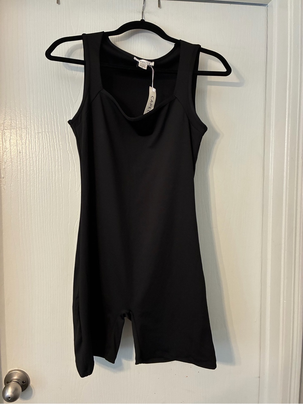 NWT Capella Apparel Women's Black Bodycon Romper Sleeveless Short Jumpsuit Size